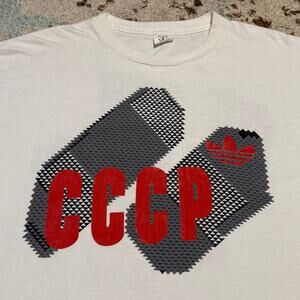 Vintage 80s Adidas CCCP Soviet Union Russia Pill Shirt Size Large